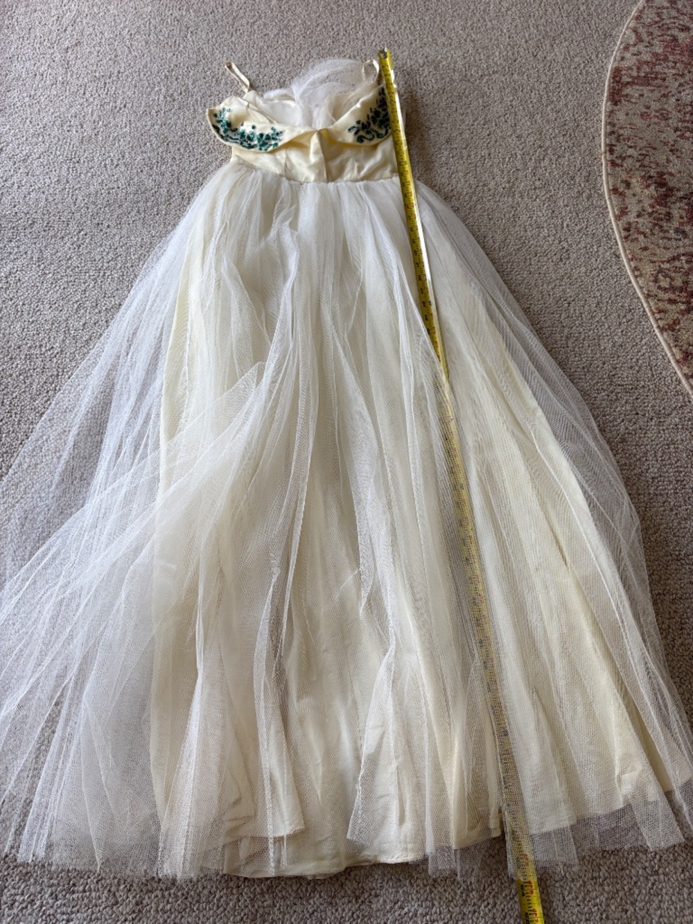 Vintage Lorrie Deb Butter Yellow Beaded Formal Dress Pinup Old Hollywood Glam - Picture 12 of 13